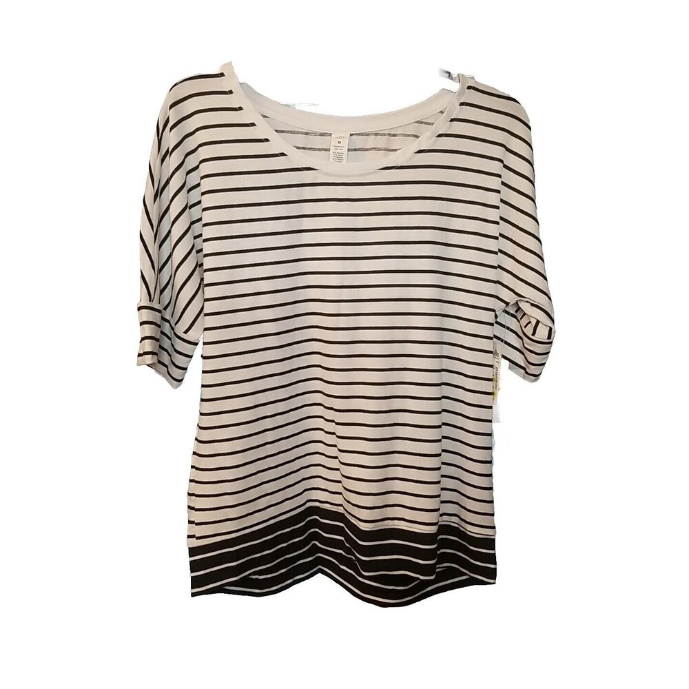 New Nanette Lepore Shirt Top Womens Medium White Black Striped Coastal Beachy